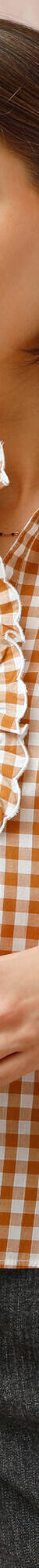 Chemisier col volanté, vichy (noisette / écru) Chemisier col volanté, vichy (noisette / écru)